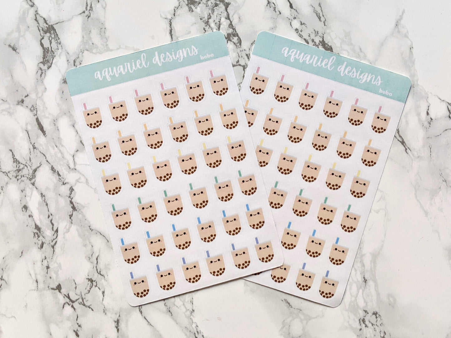 Boba Stickers, Cute Boba Planner Stickers, Kawaii Rainbow Boba Sticker Sheet, Boba Bullet Journal Stickers