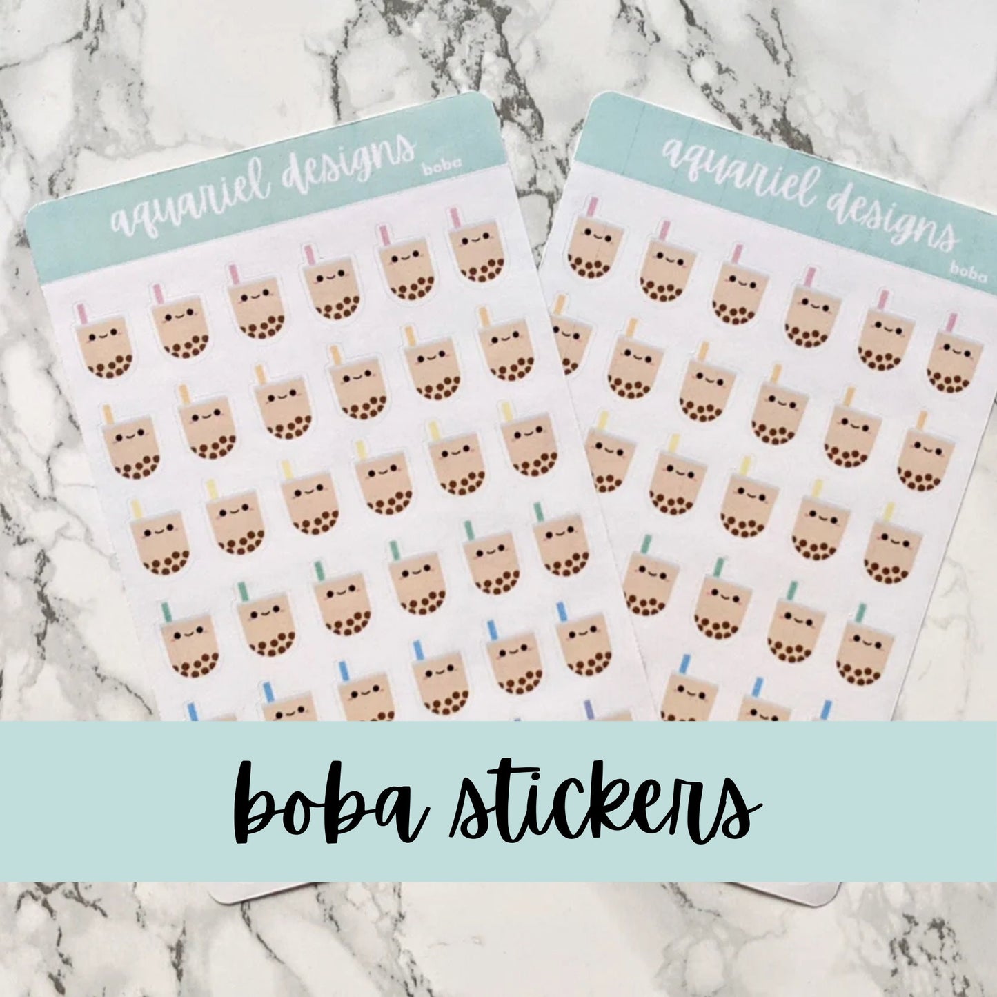 Boba Stickers, Cute Boba Planner Stickers, Kawaii Rainbow Boba Sticker Sheet, Boba Bullet Journal Stickers