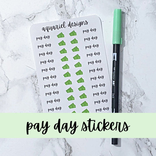 Pay Day Stickers | Pay Day Sticker Sheet | Monthly Budget Planner Stickers | Bullet Journal Stickers
