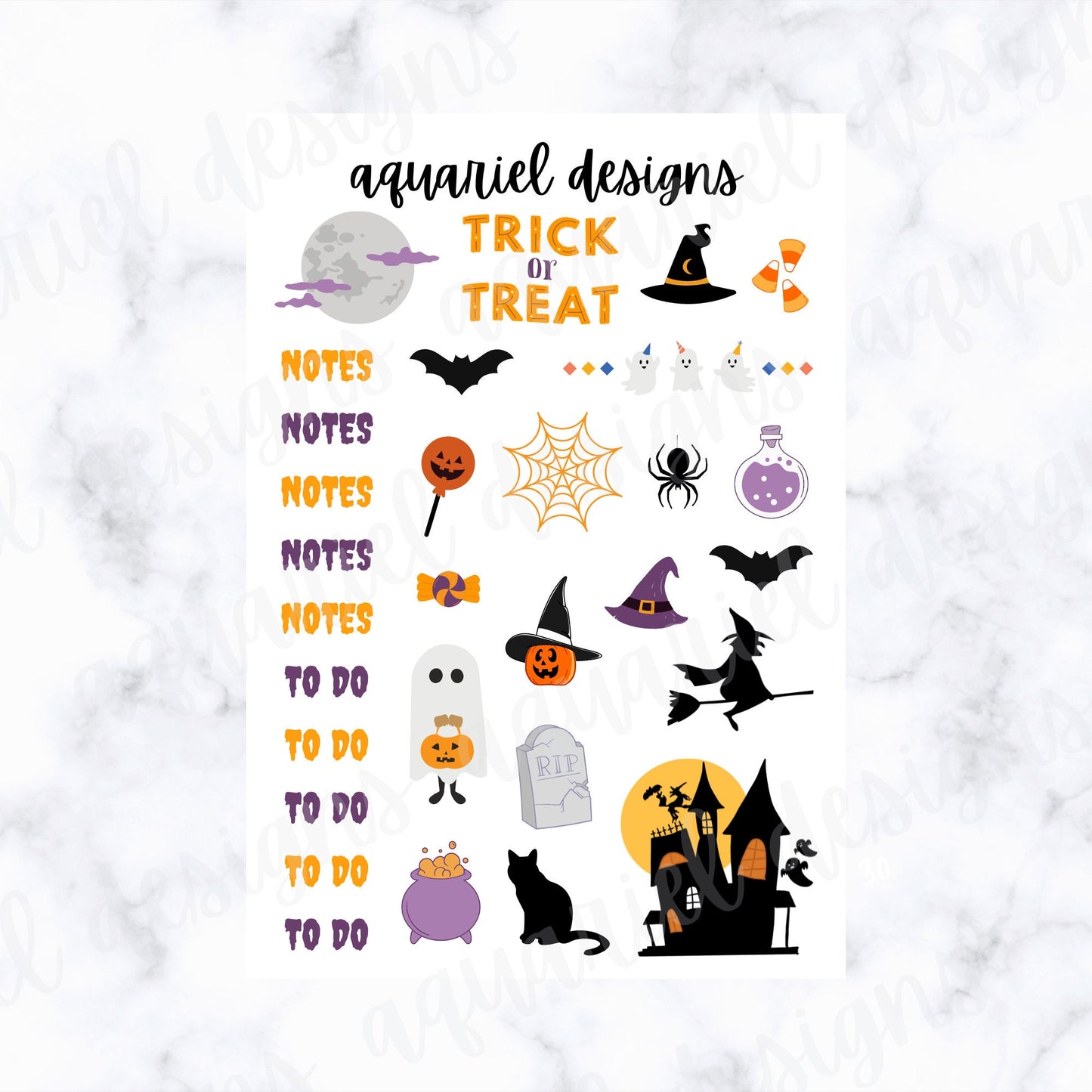 October Monthly Sticker Kit | Halloween Themed Stickers | Set of 65+ Halloween Planner Stickers