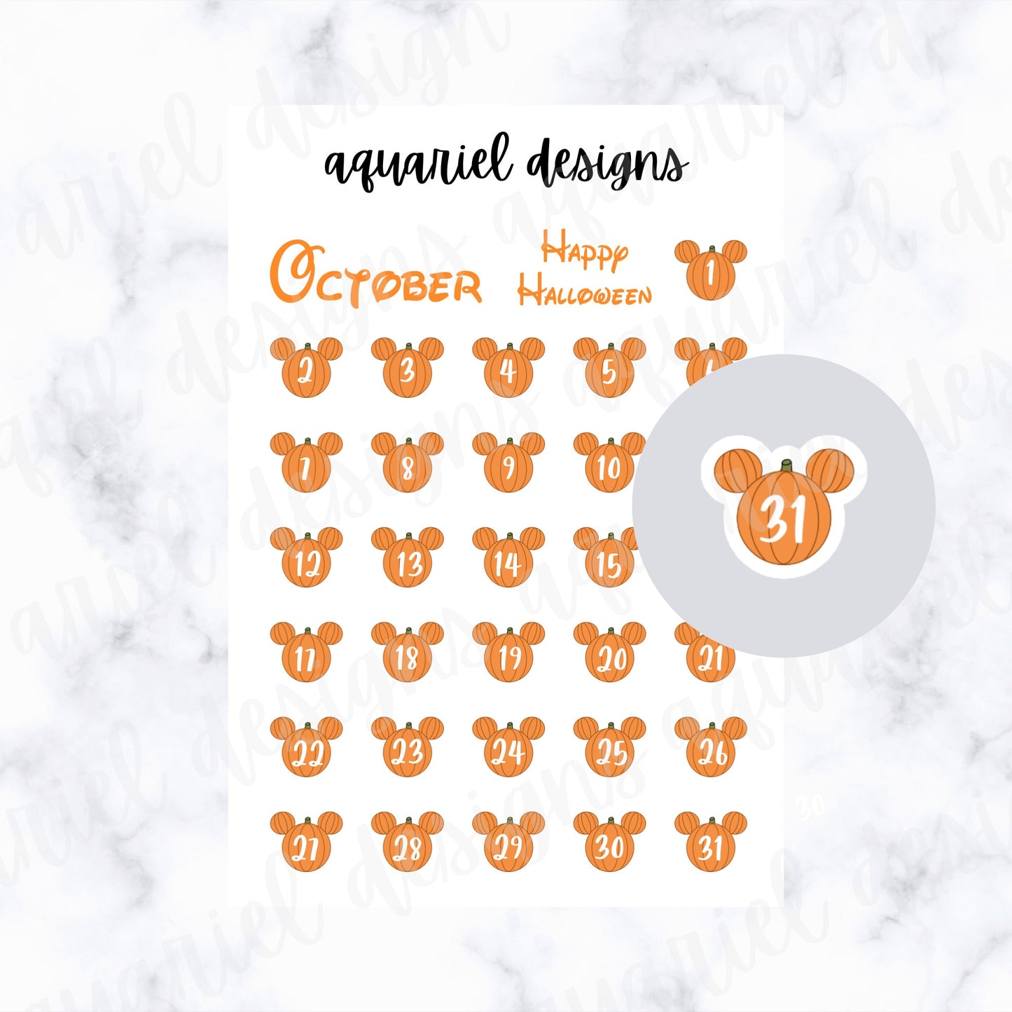 October Disney Dates | Set of 30+ Halloween Themed Planner Stickers | Bullet Journal Stickers