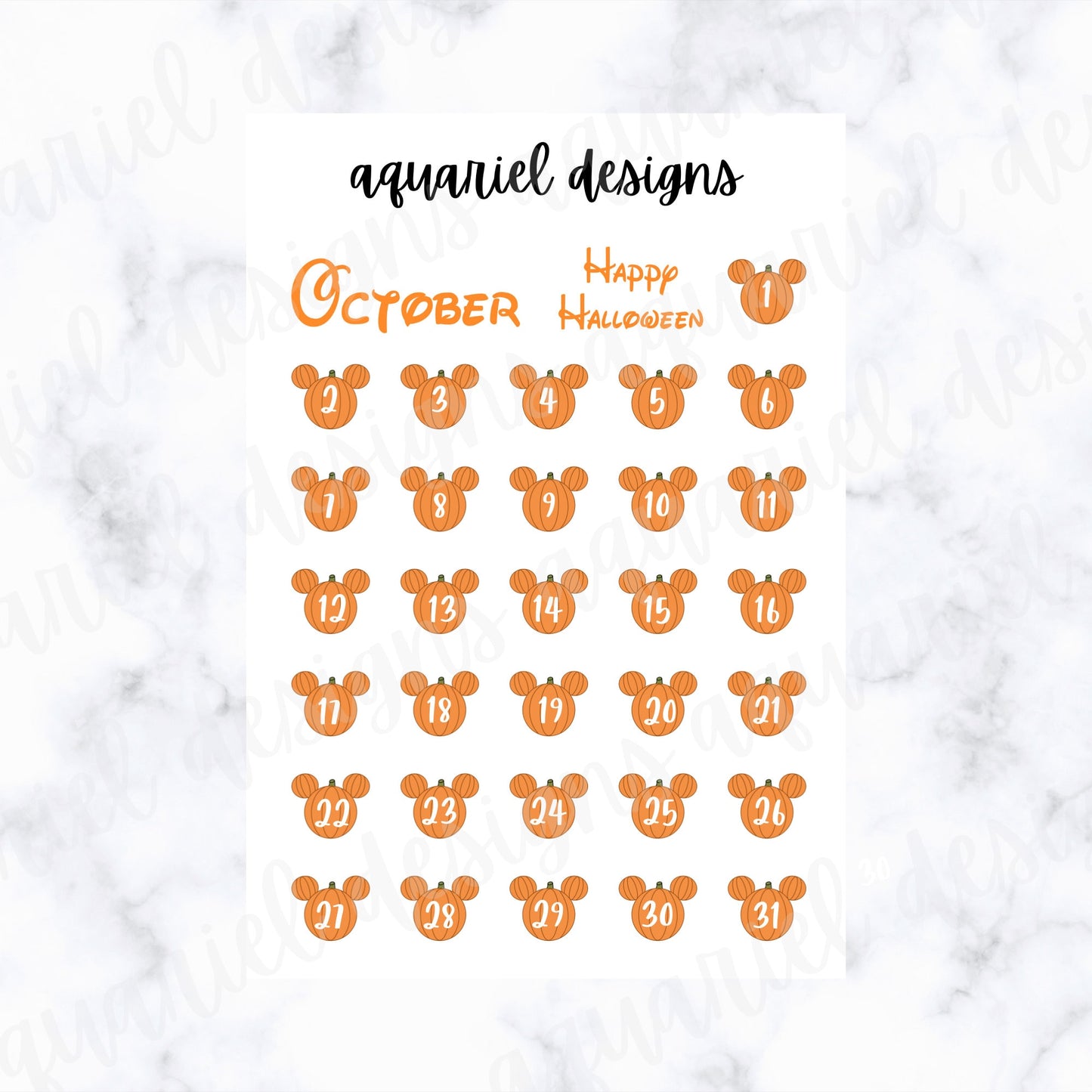 October Disney Dates | Set of 30+ Halloween Themed Planner Stickers | Bullet Journal Stickers