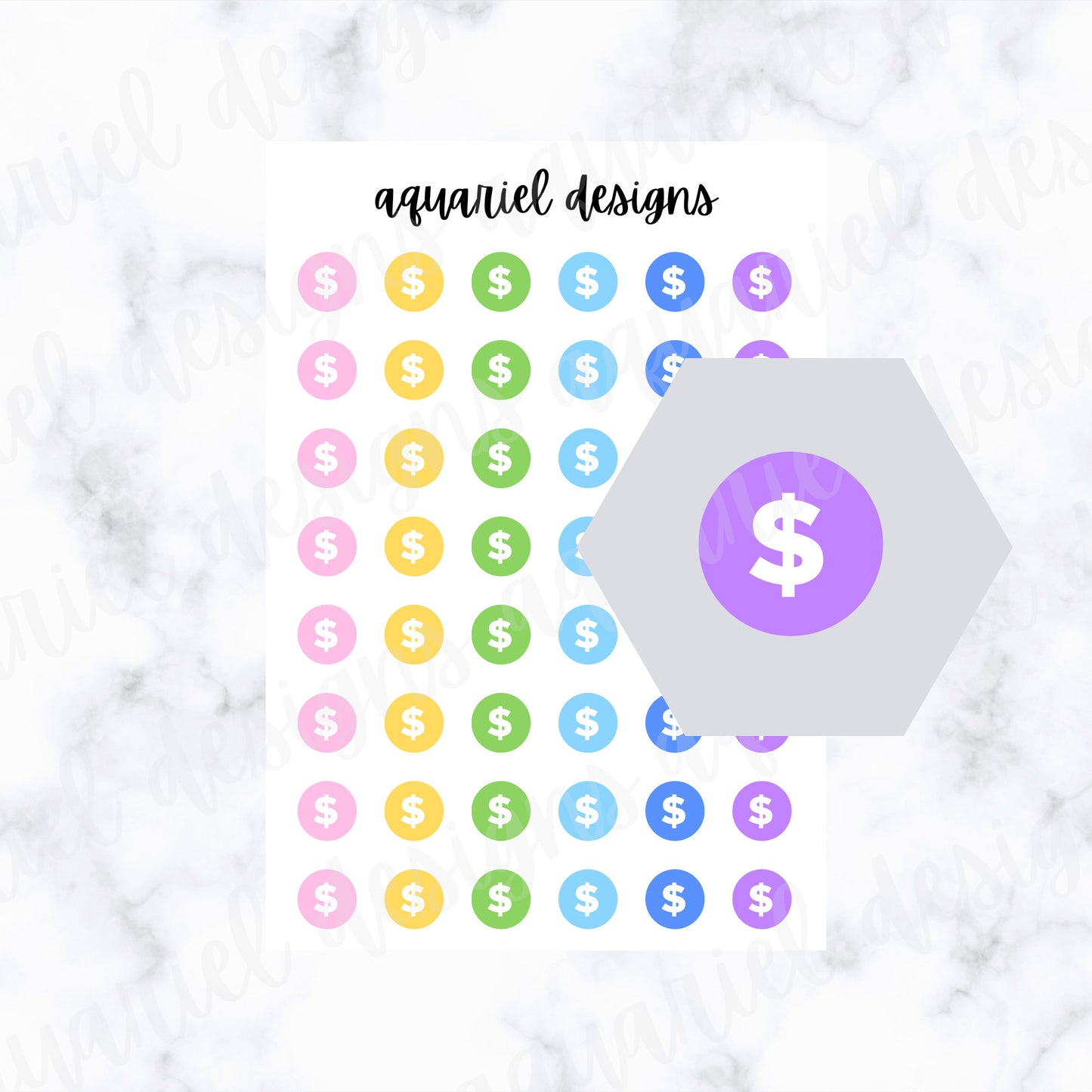 Spending Tracker Sticker Sheet | Set of 48 Rainbow Budget Tracker Planner Stickers