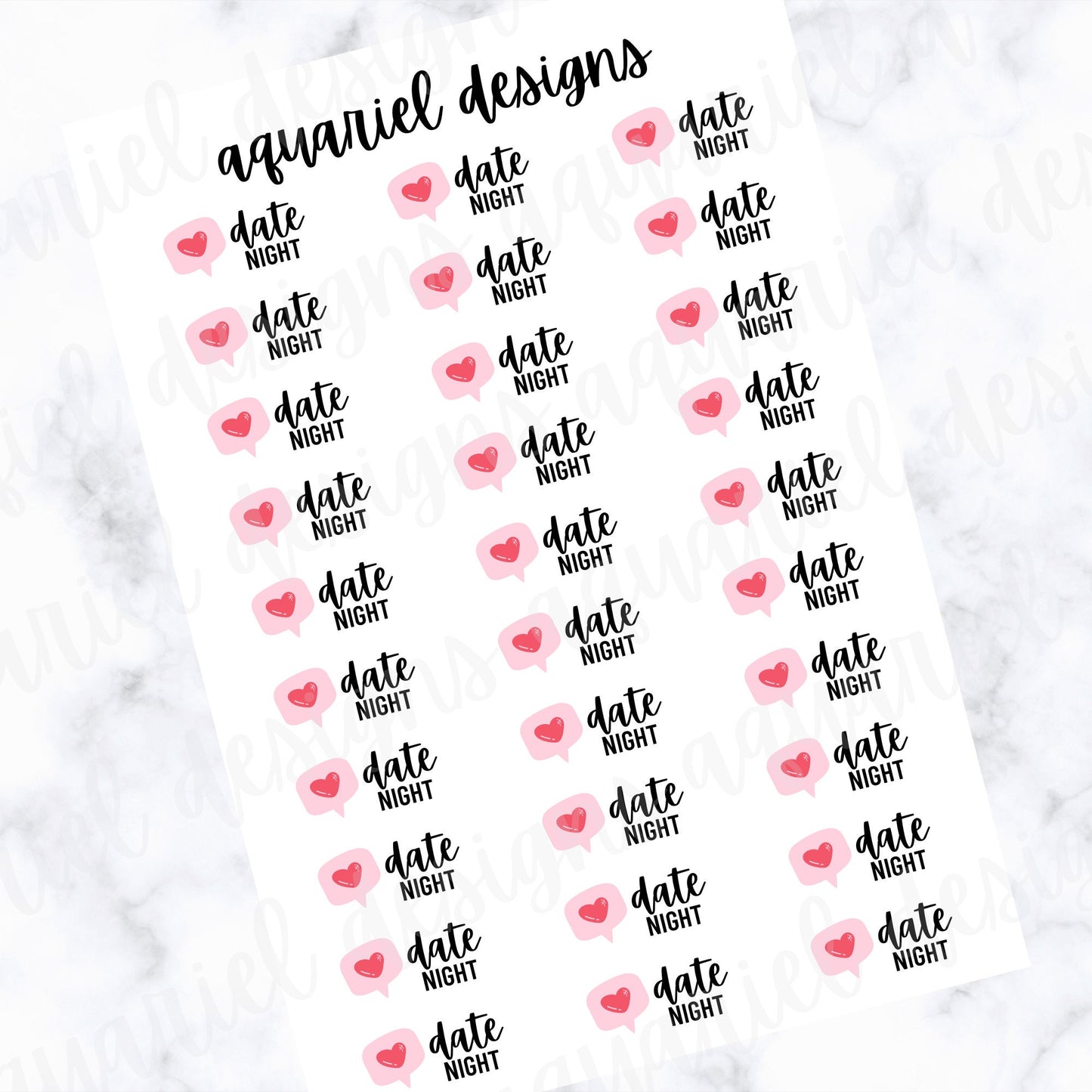 Date Night Stickers | Set of 30 Date Night Planner Stickers | Bullet Journal Stickers