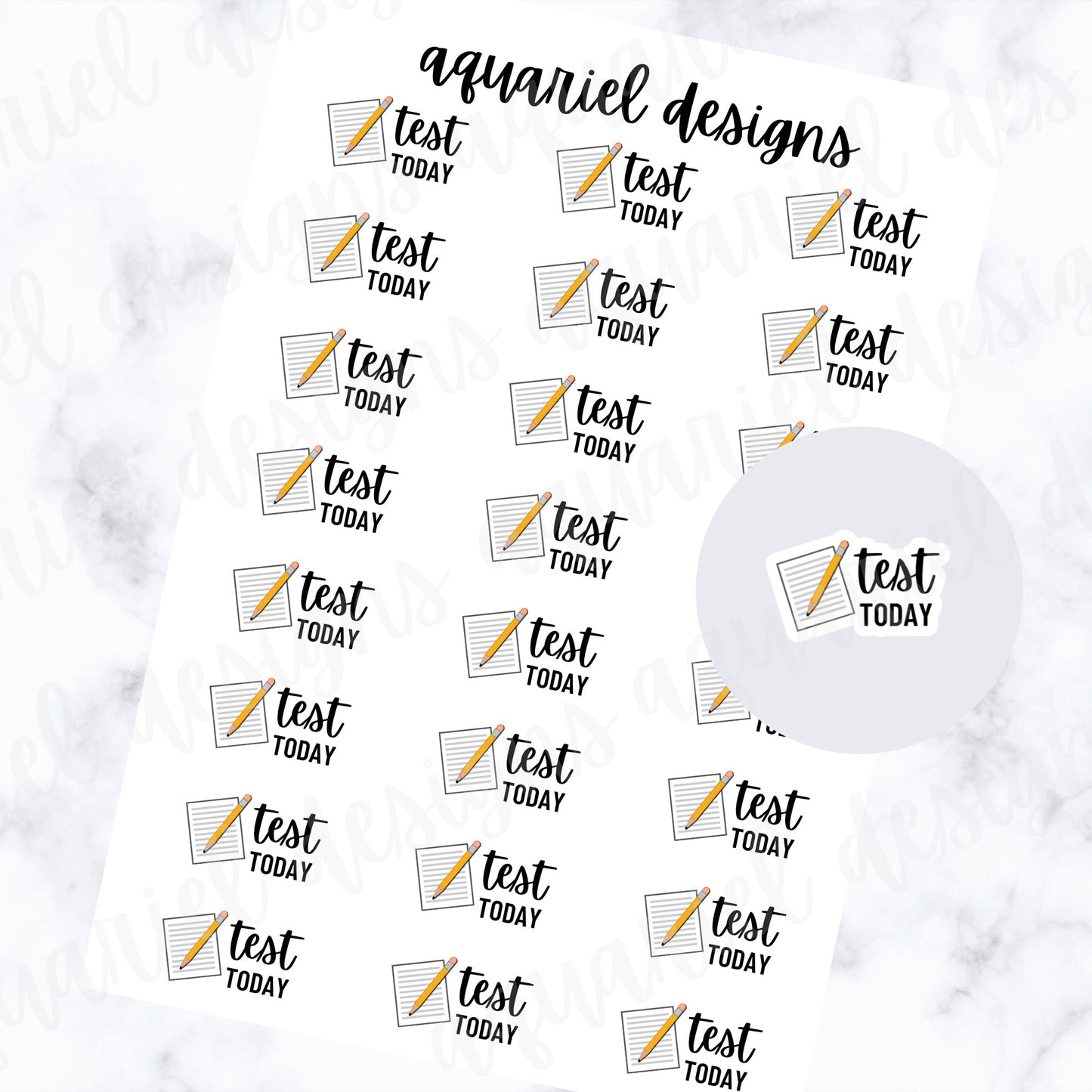 Test Sticker Sheet | School Stickers for Planner | Set of 24 Test Planner Stickers