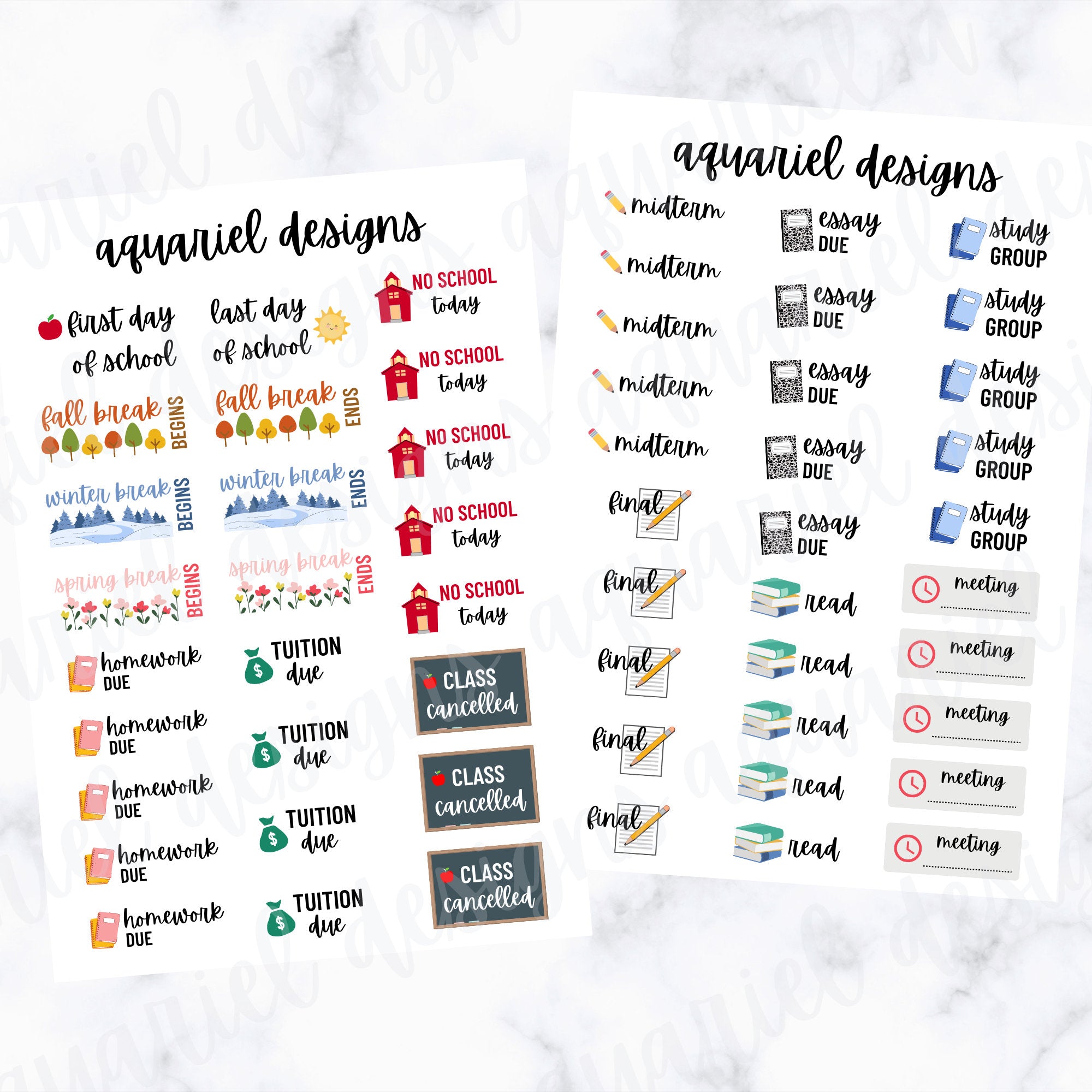 Back To School College Edition Stickers | School Stickers for Planner ...
