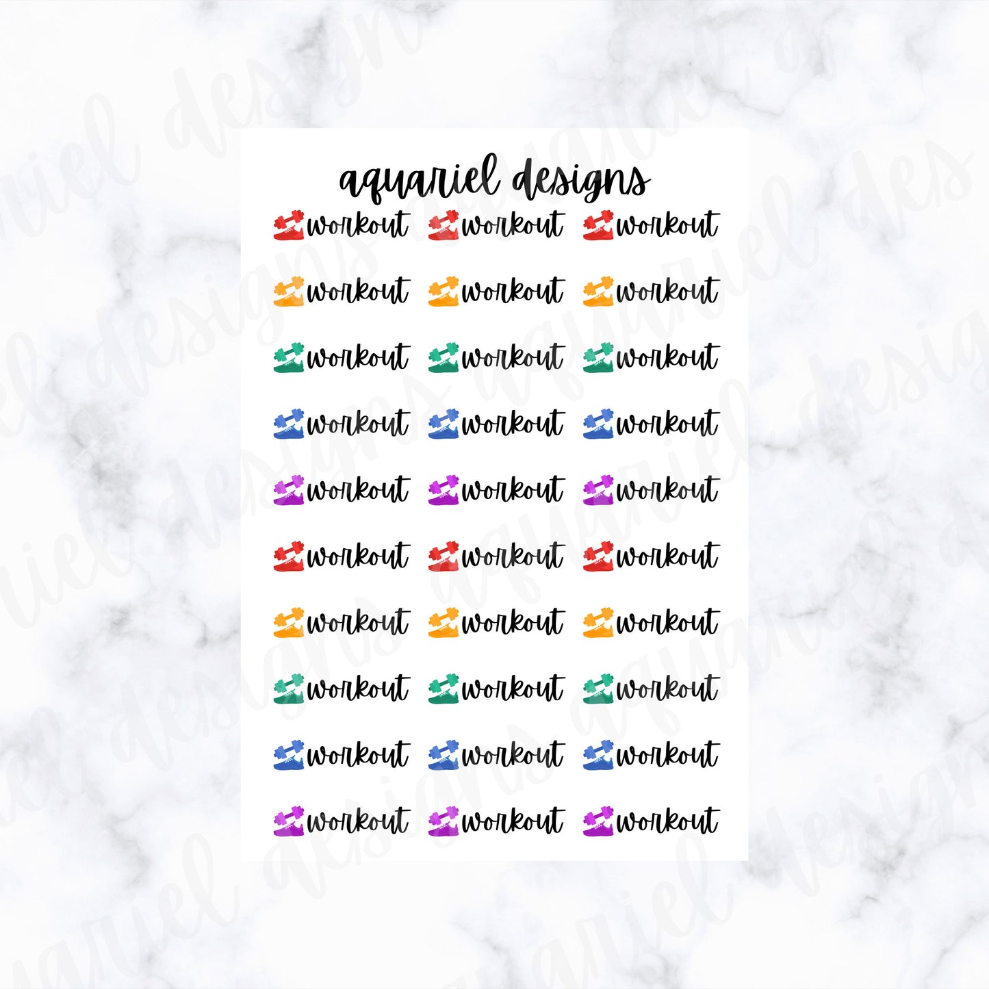 Workout Tracker Stickers | Set of 30 Exercise Tracker Planner Stickers | Fitness Planner Stickers