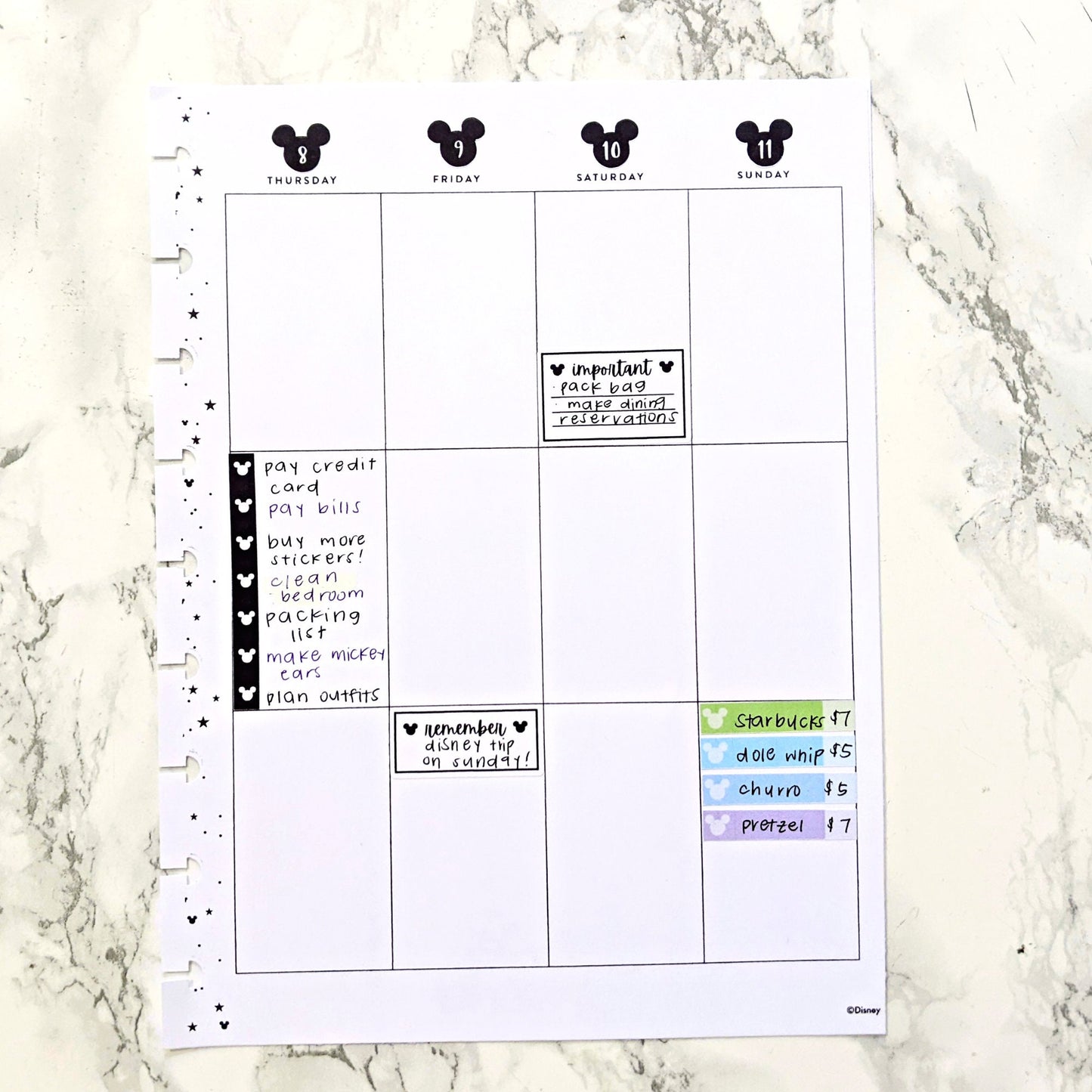 Disney Checklist Stickers | Planner Stickers | Bullet Journal Stickers