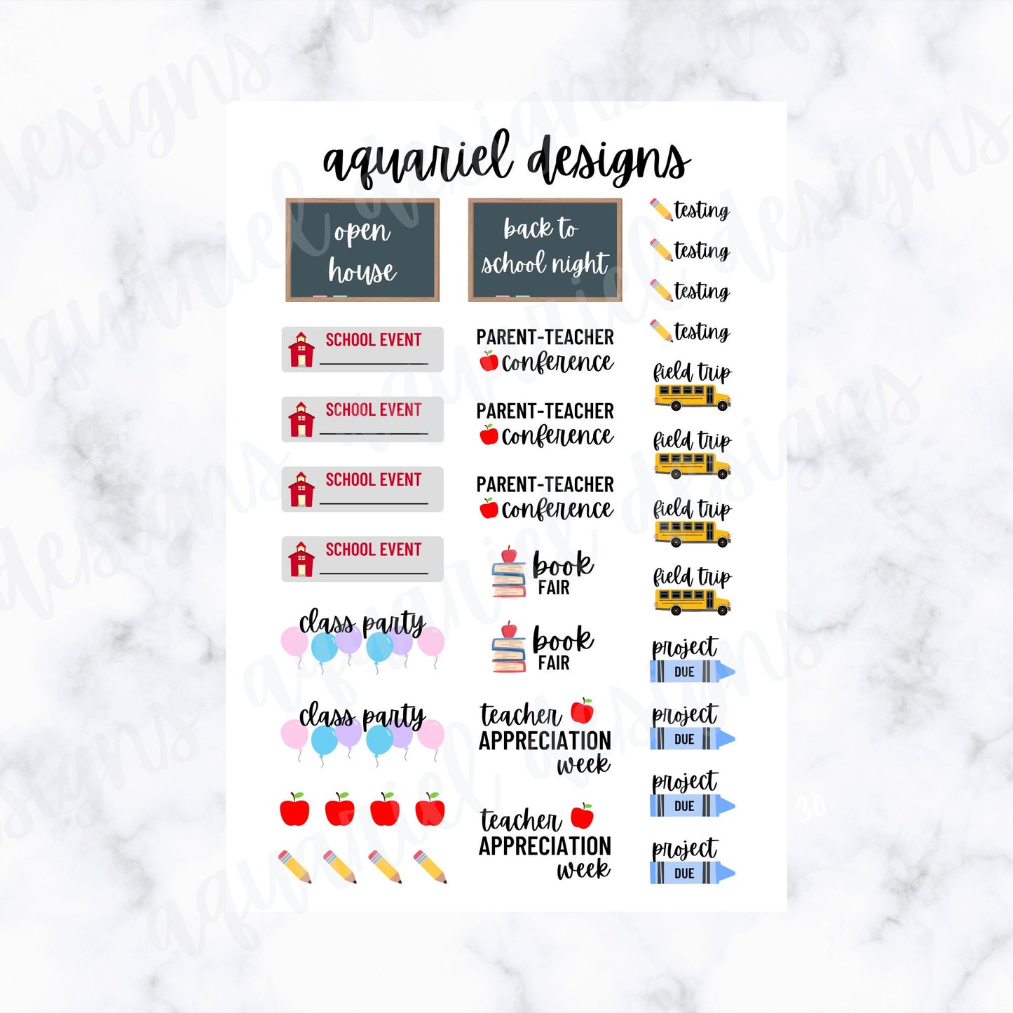 School Stickers | School Stickers for Planner | School Planner Stickers