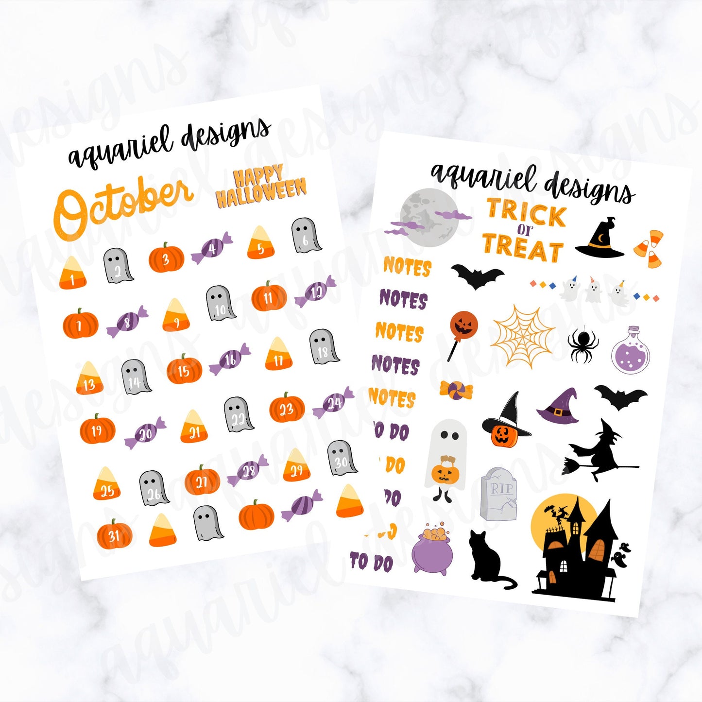 October Monthly Sticker Kit | Halloween Themed Stickers | Set of 65+ Halloween Planner Stickers