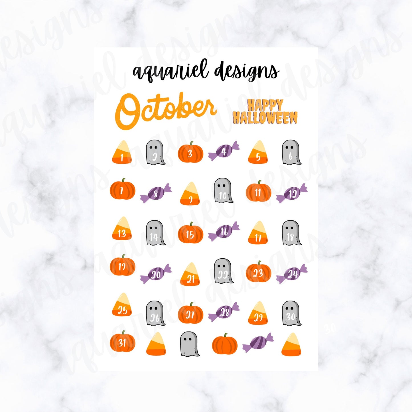 October Monthly Sticker Kit | Halloween Themed Stickers | Set of 65+ Halloween Planner Stickers