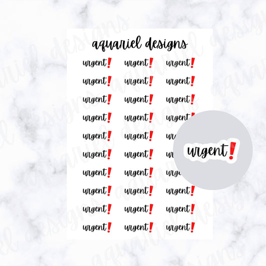 Urgent Stickers | Set of 30 Urgent Planner Stickers | Bullet Journal Stickers