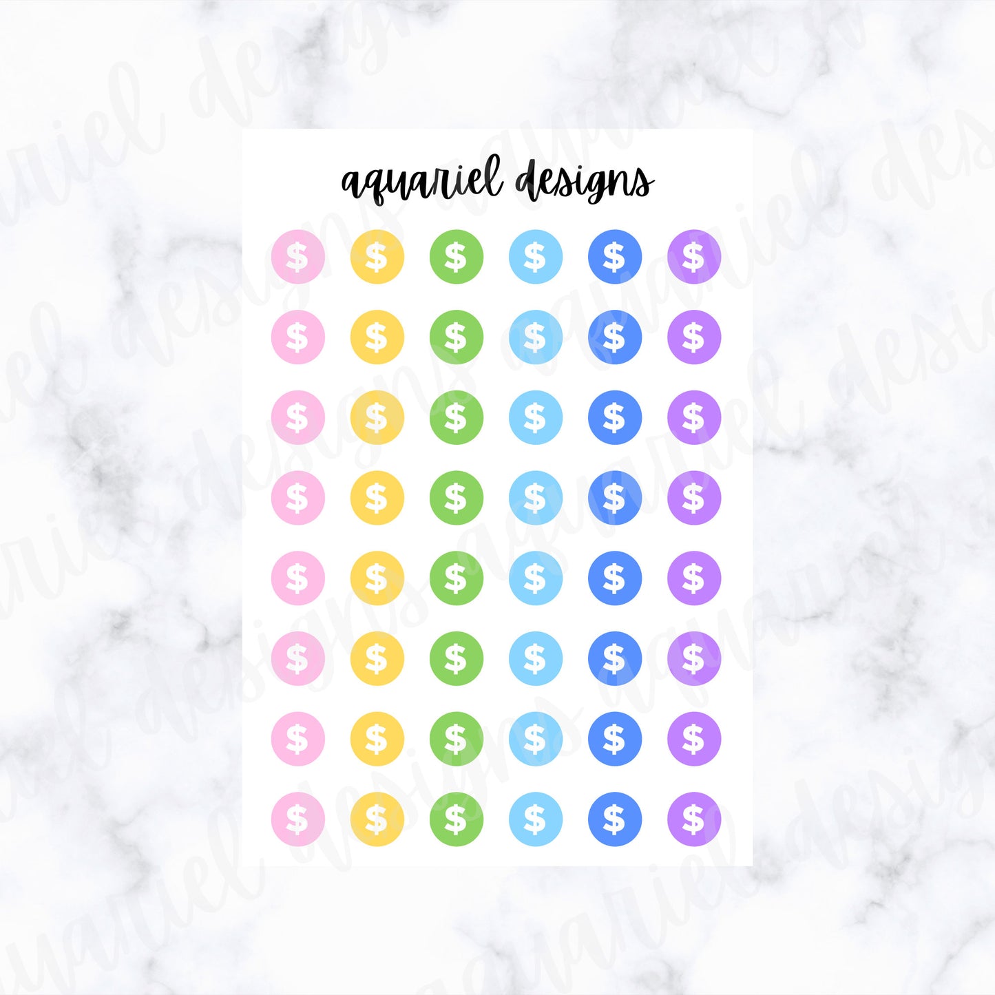 Spending Tracker Sticker Sheet | Set of 48 Rainbow Budget Tracker Planner Stickers