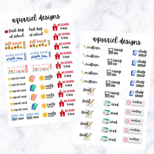 Back To School Middle/High School Stickers | School Stickers for Planner | School Planner Stickers | Bullet Journal Stickers