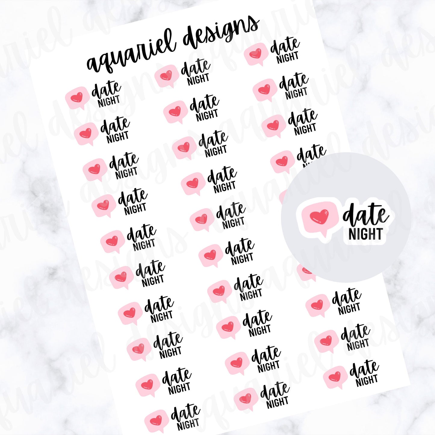 Date Night Stickers | Set of 30 Date Night Planner Stickers | Bullet Journal Stickers