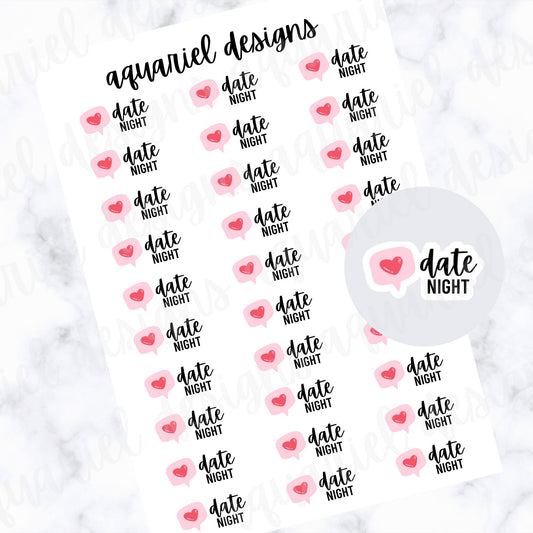 Date Night Stickers | Set of 30 Date Night Planner Stickers | Bullet Journal Stickers