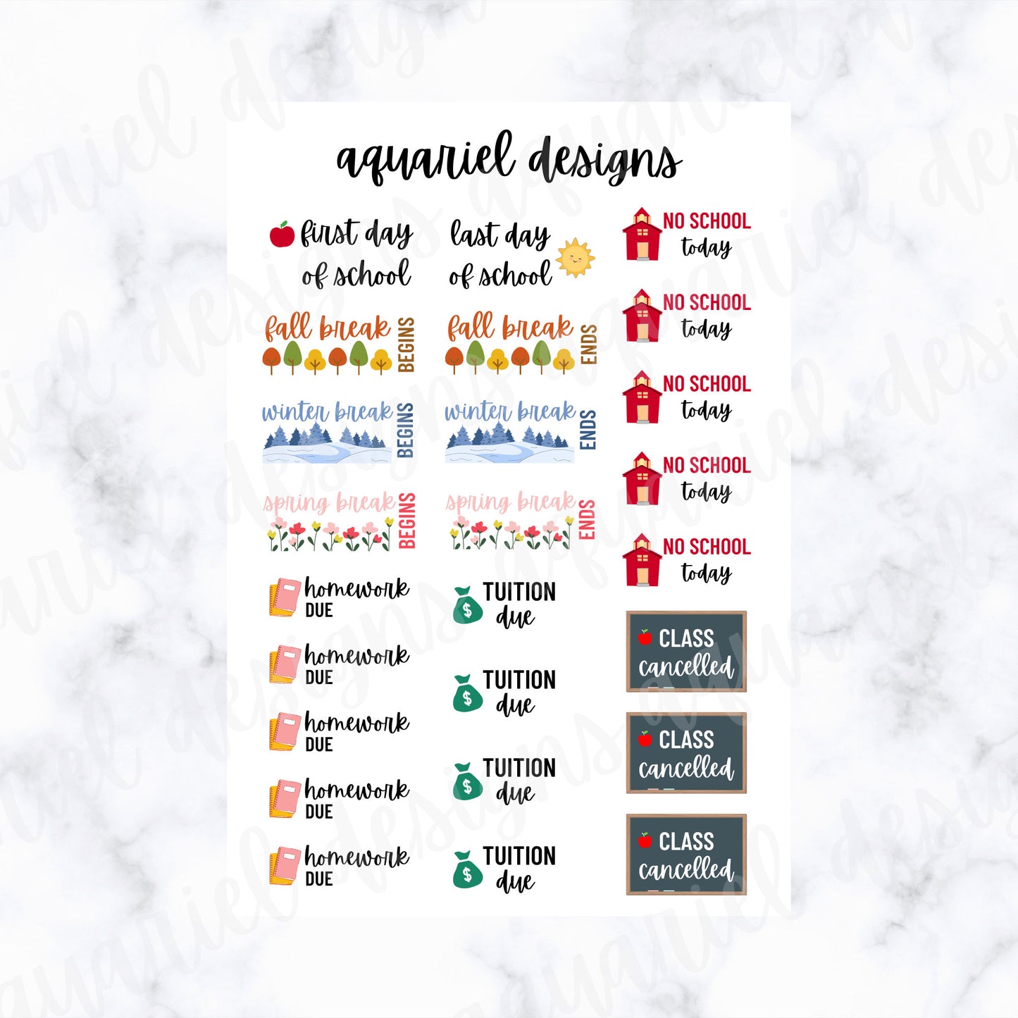 Back To School College Edition Stickers | School Stickers for Planner | College Planner Stickers