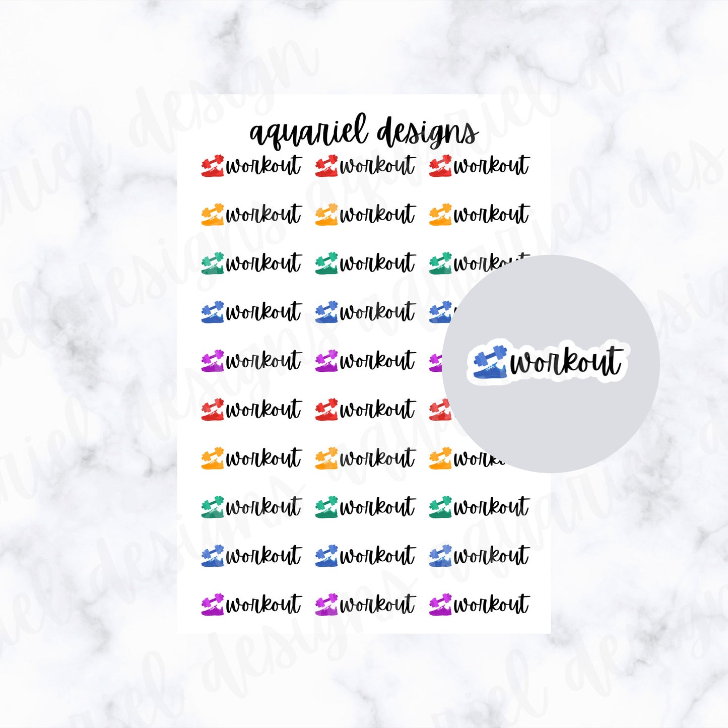 Workout Tracker Stickers | Set of 30 Exercise Tracker Planner Stickers | Fitness Planner Stickers