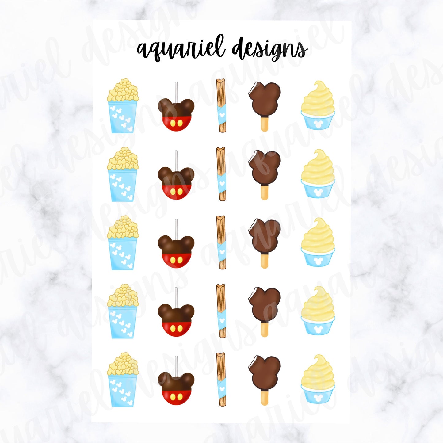 Disney Snacks Sticker Sheet | Set of 25 Disney Planner Stickers | Bullet Journal Stickers