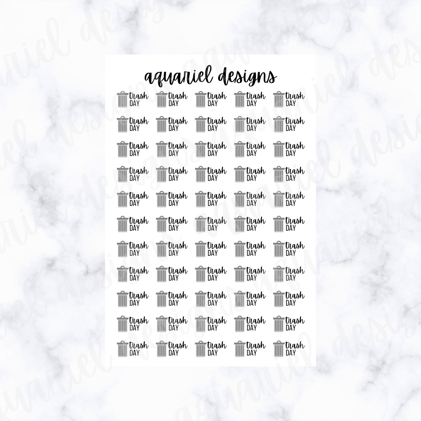 Trash Day Reminder Stickers | Set of 55 Trash Day Planner Stickers | Bullet Journal Stickers