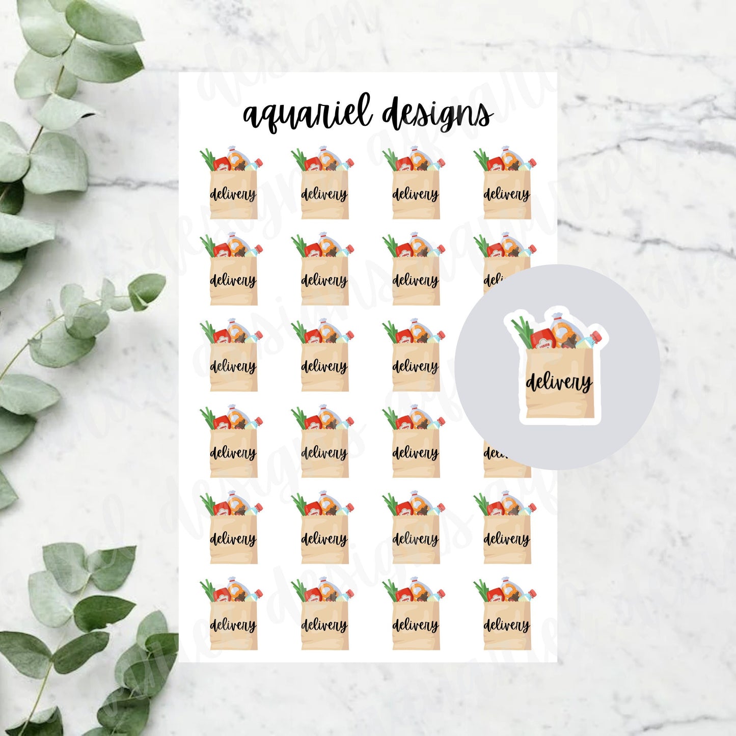 Grocery Delivery Stickers | Set of 24 Grocery Delivery Planner Stickers | Bullet Journal Stickers