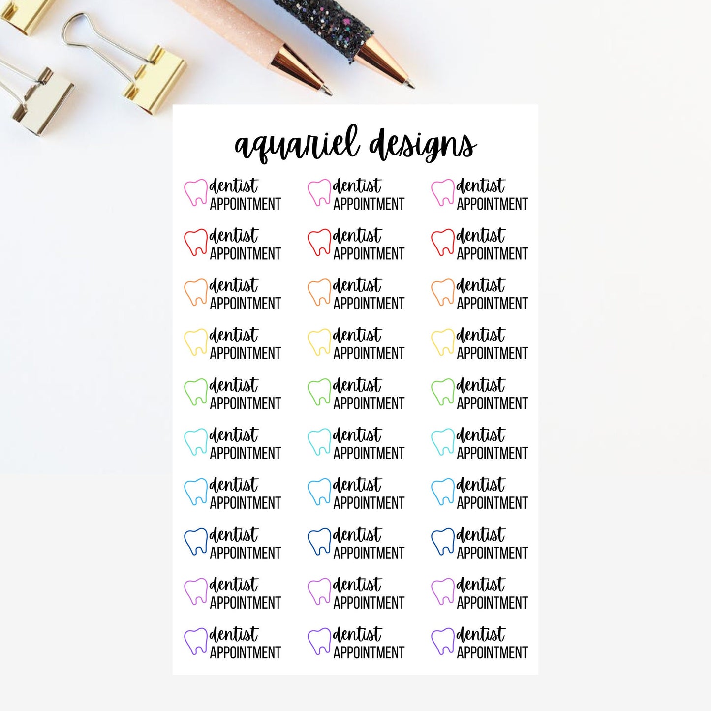 Dentist Appointment Stickers | Set of 30 Dentist Appointment Reminder Planner Stickers | Bullet Journal Stickers