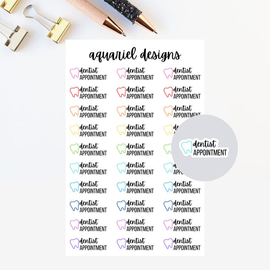 Dentist Appointment Stickers | Set of 30 Dentist Appointment Reminder Planner Stickers | Bullet Journal Stickers