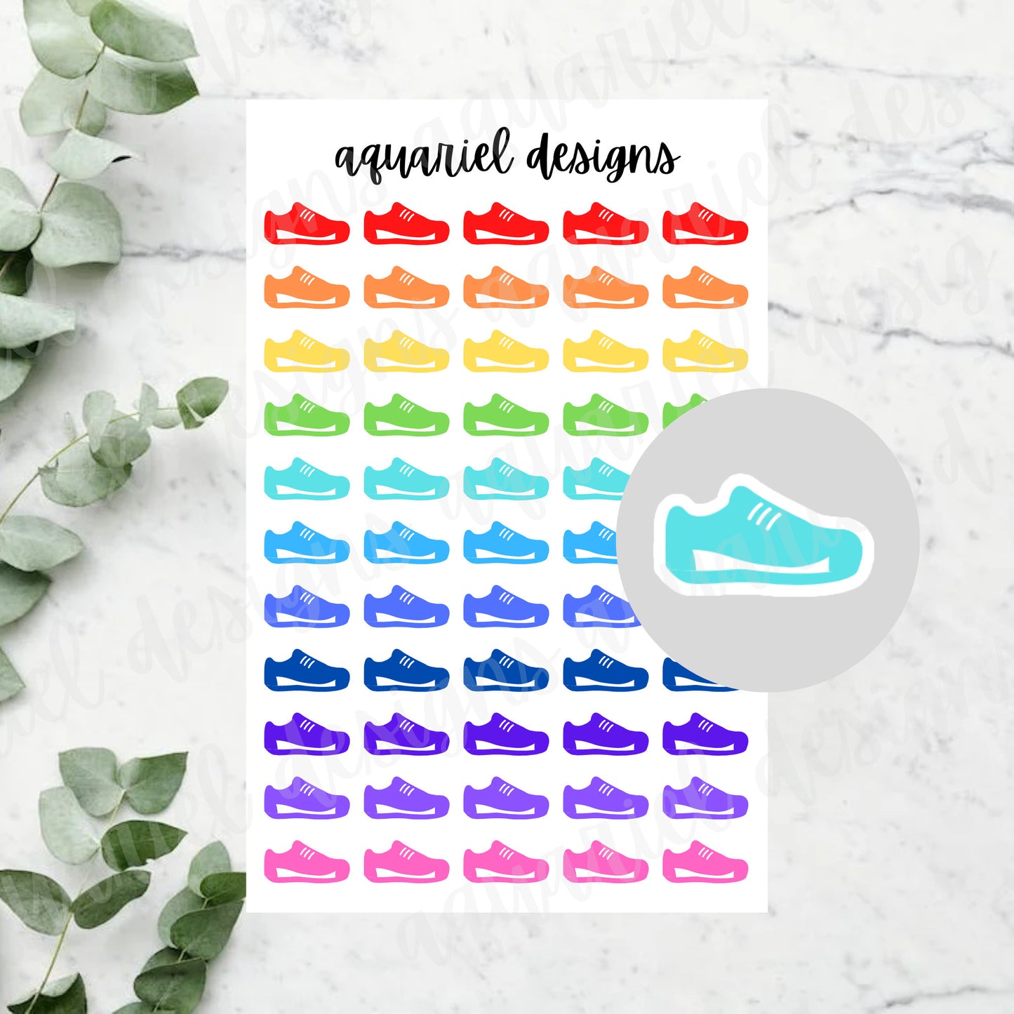 Running / Walking Tracker Stickers | Set of 55 Running/Walking Shoes Planner Stickers | Bullet Journal Stickers