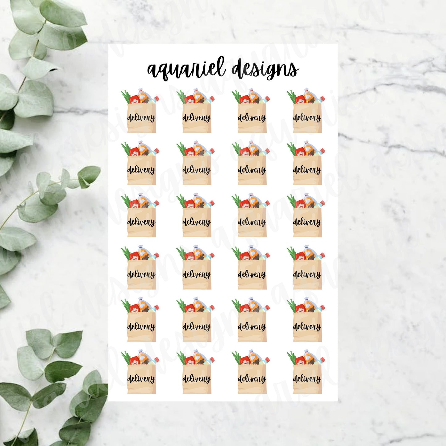 Grocery Delivery Stickers | Set of 24 Grocery Delivery Planner Stickers | Bullet Journal Stickers