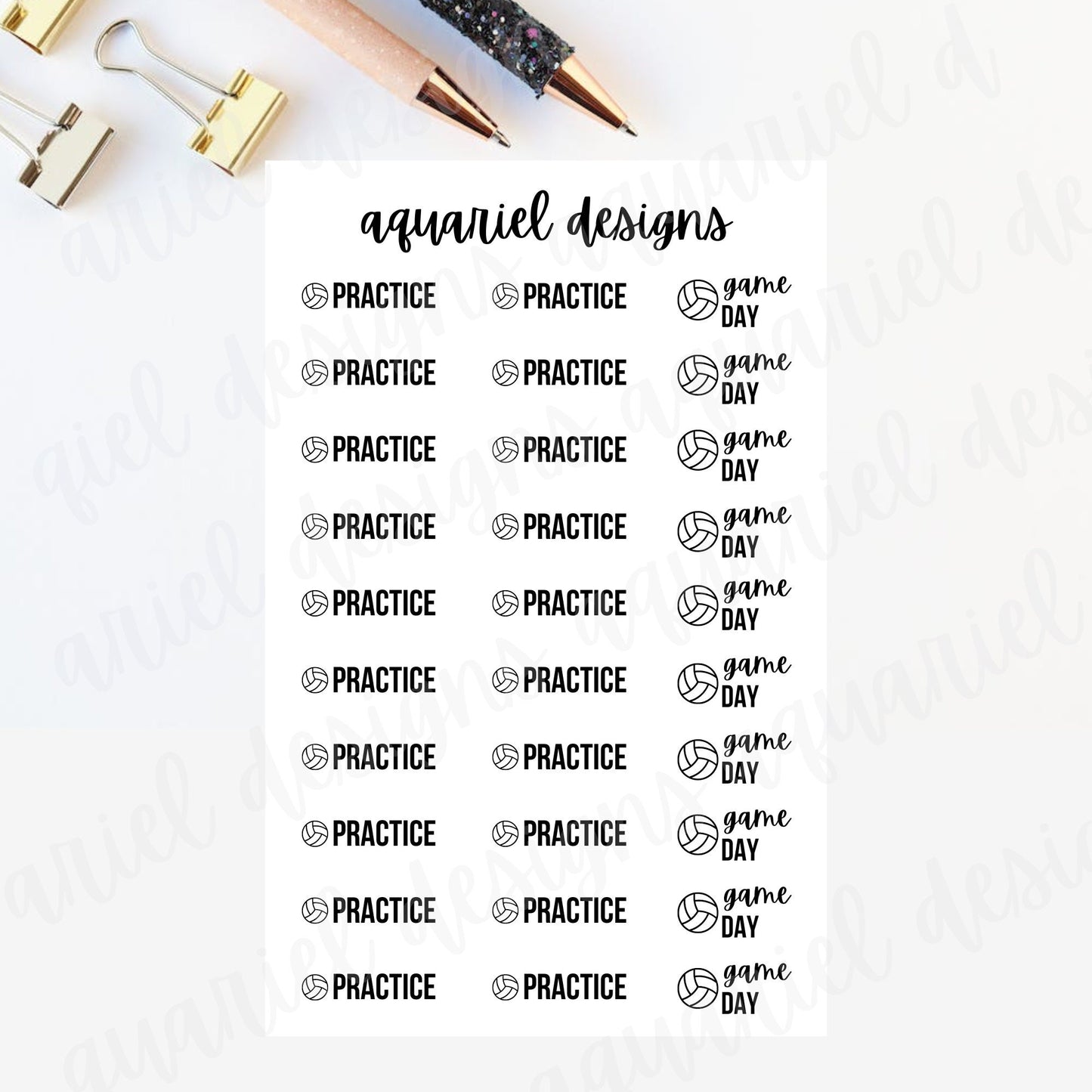 Volleyball Sticker Sheet | Volleyball Practice | Volleyball Game Stickers | Set of 30 Volleyball Planner Stickers | Bullet Journal Stickers