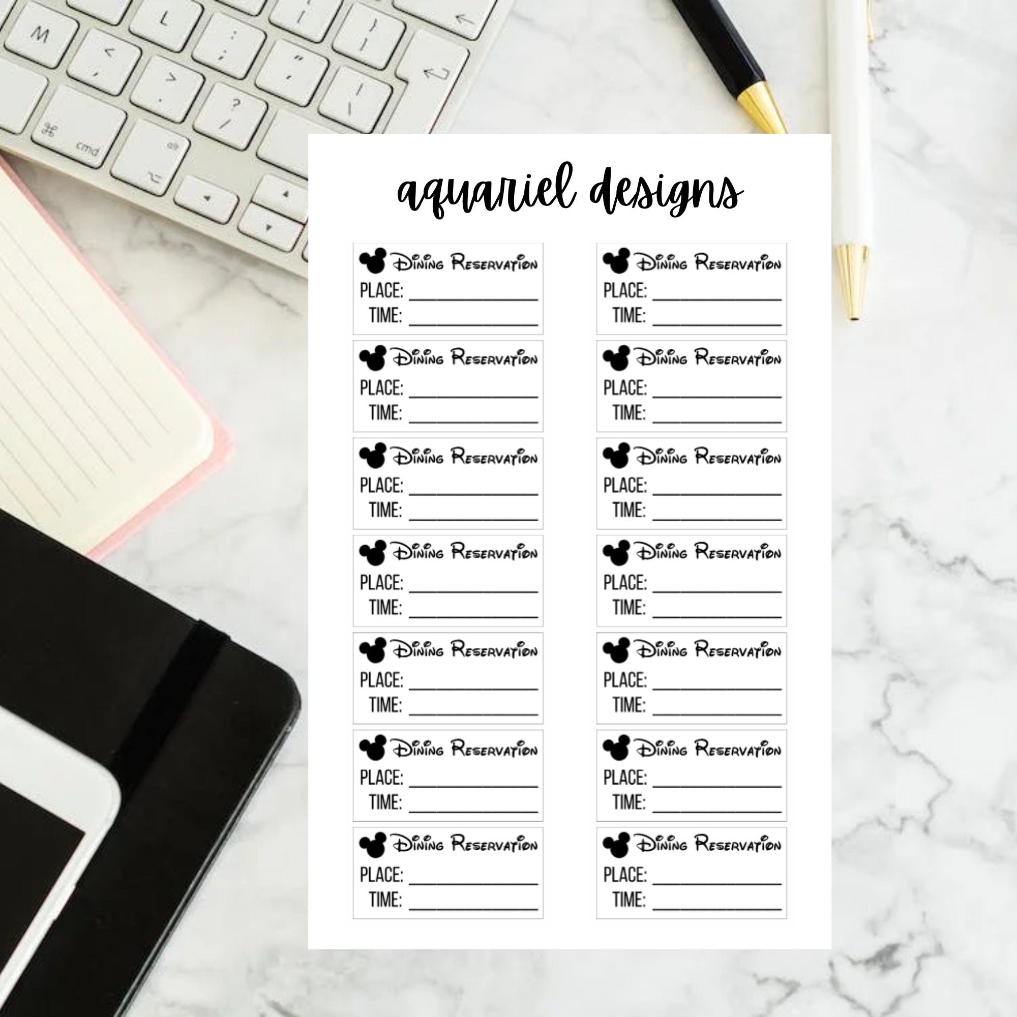 Table Reservation Sticker Disney Dining Reservation Stickers | Set of 14 Dining Reservation Plan ...
