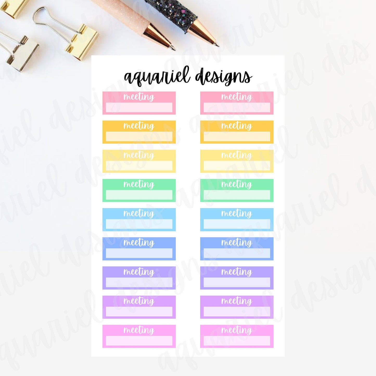 Meeting Script Box Sticker | Set of 18 Meeting Planner Stickers | Bullet Journal Stickers