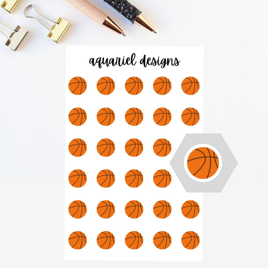 Basketball Sticker Sheet | Set of 30 Basketball Planner Stickers | Bullet Journal Stickers