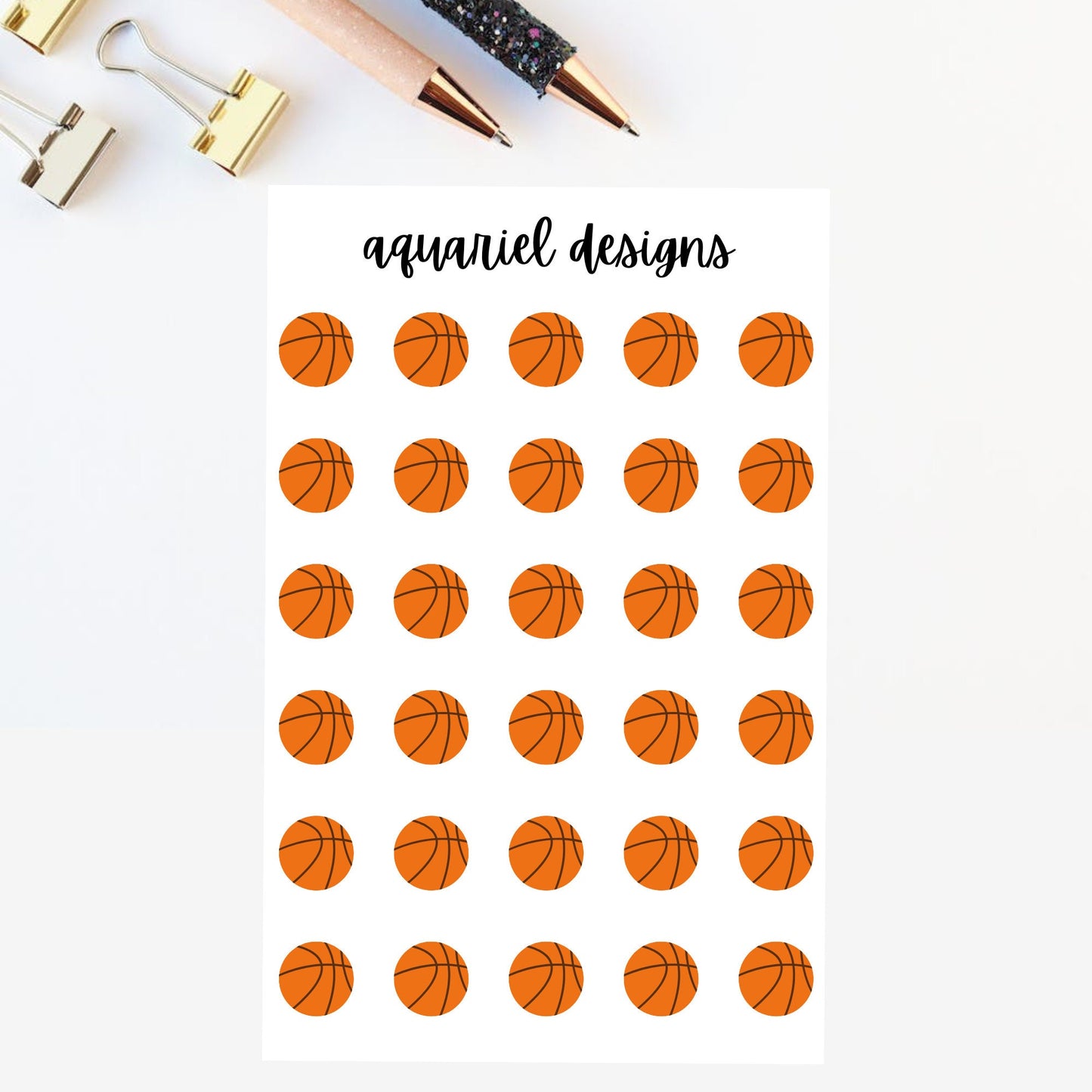 Basketball Sticker Sheet | Set of 30 Basketball Planner Stickers | Bullet Journal Stickers