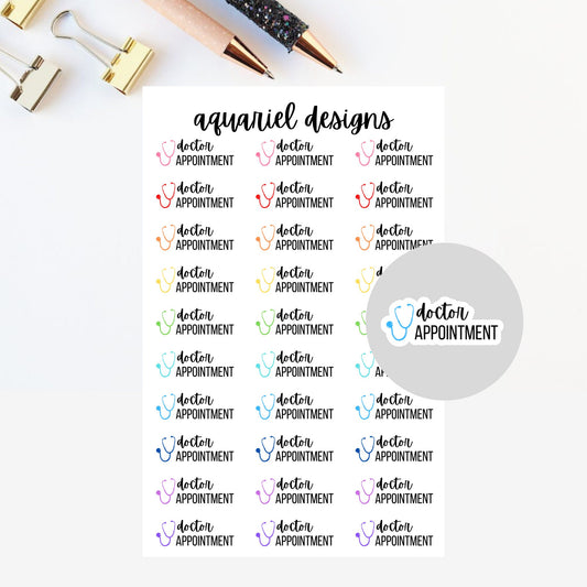 Doctor Appointment Stickers | Set of 30 Doctor Appointment Reminder Planner Stickers | Bullet Journal Stickers