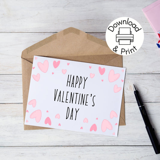 Happy Valentine's Day Printable Card | Instant Download PDF | Card Template