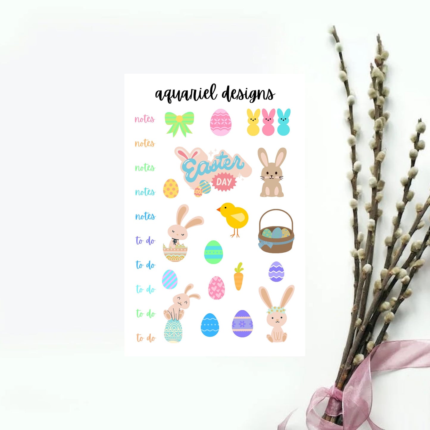 April Monthly Sticker Kit | Easter Themed Stickers | Set of 60 Easter Planner Stickers | Bullet Journal Stickers