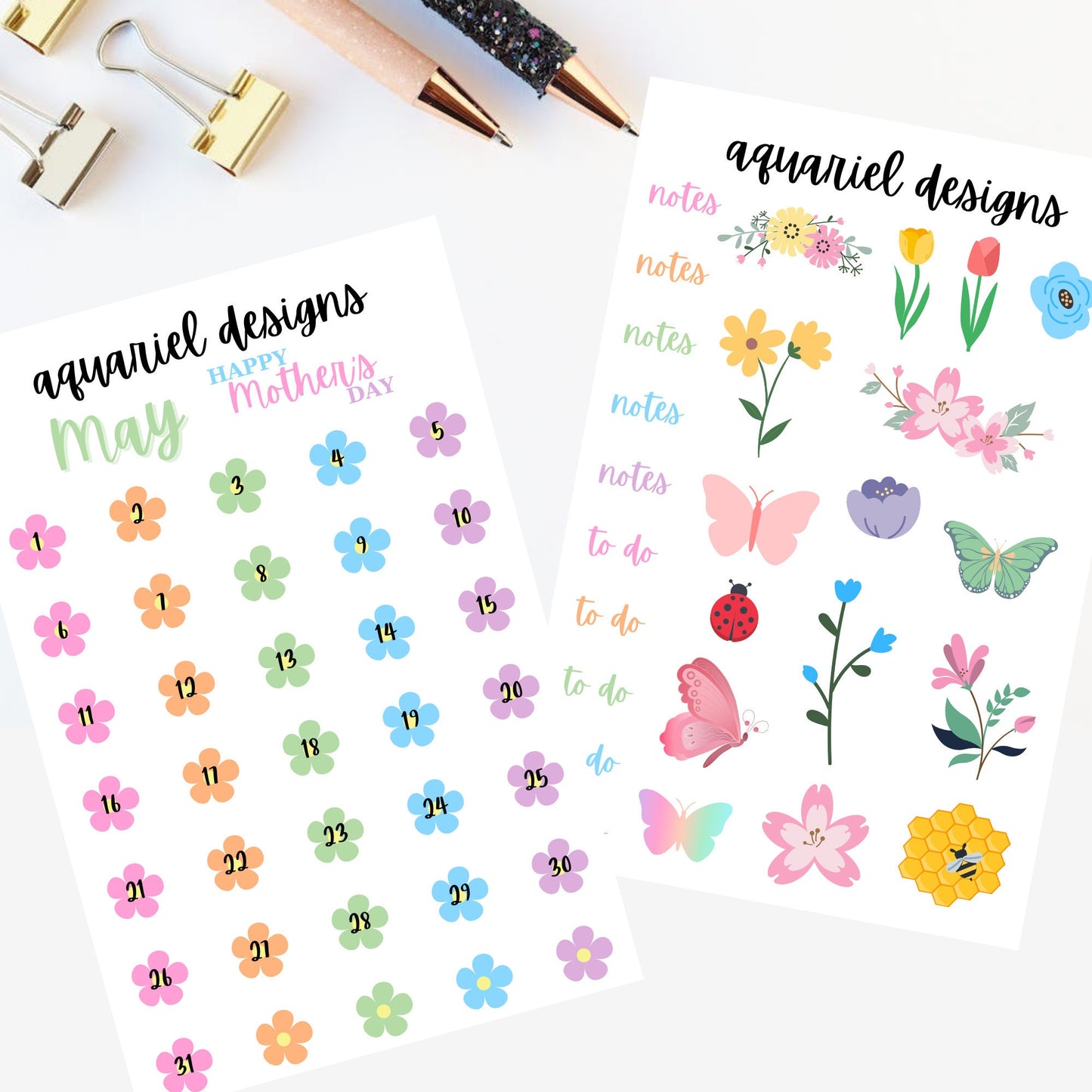 May Monthly Sticker Kit | Spring Themed Stickers | Set of 60+ Spring Planner Stickers | Bullet Journal Stickers