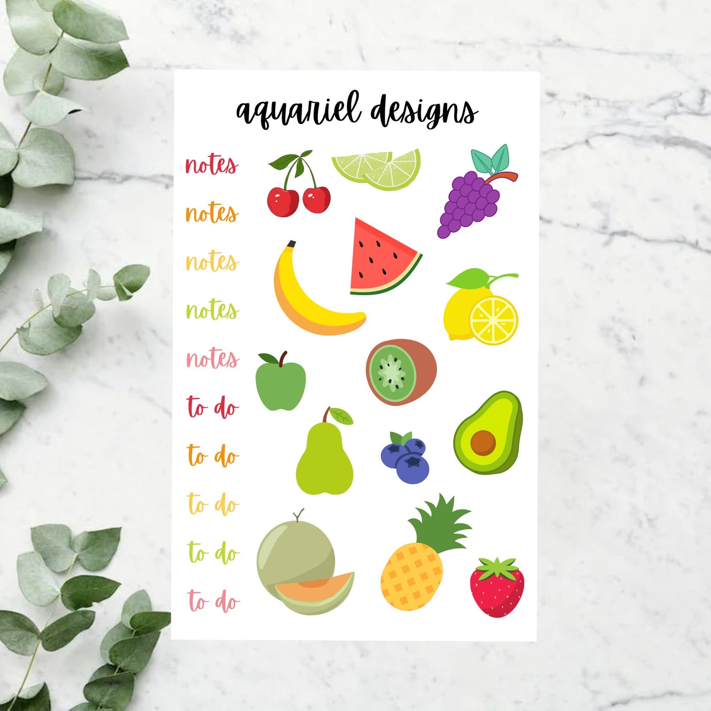 August Monthly Sticker Kit | Fruit Themed Stickers | Set of 60 August Planner Stickers | Bullet Journal Stickers