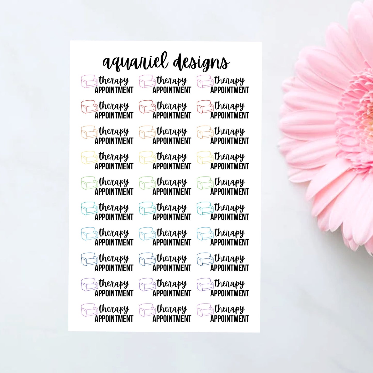 Therapy Appointment Stickers | Set of 30 Therapy Appointment Reminder Planner Stickers | Bullet Journal Stickers