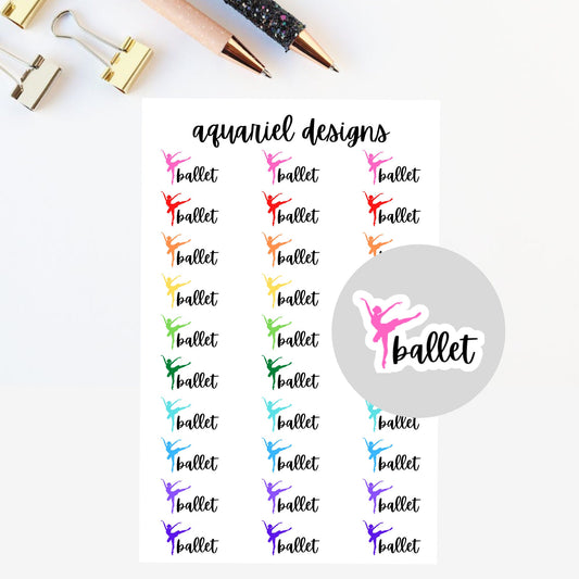 Ballet Sticker Sheet | Set of 30 Ballet Planner Stickers | Bullet Journal Stickers