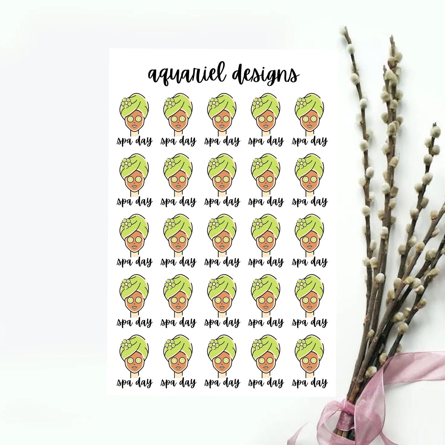 Spa Day Stickers | Set of 25 Spa Day Planner Stickers | Bullet Journal Stickers