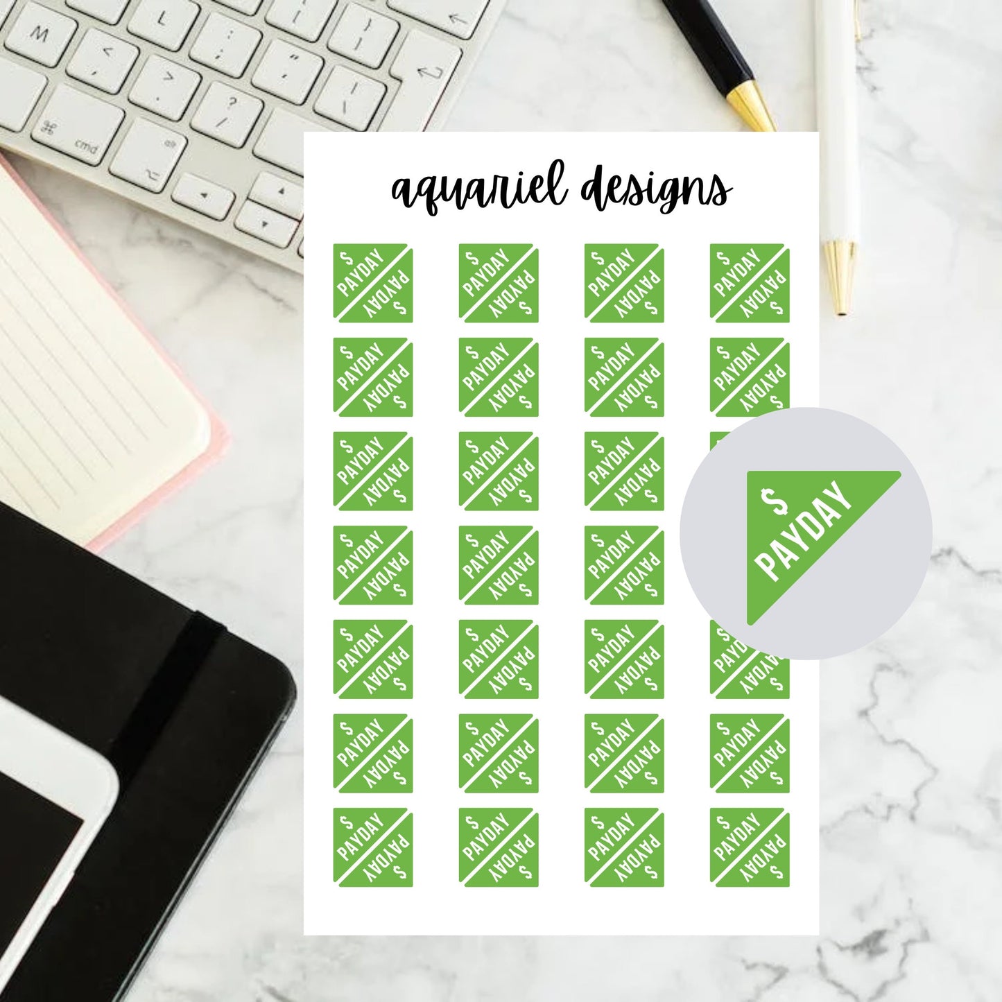 Payday Corner Stickers | Set of 56 Payday Corner Planner Stickers | Bullet Journal Stickers