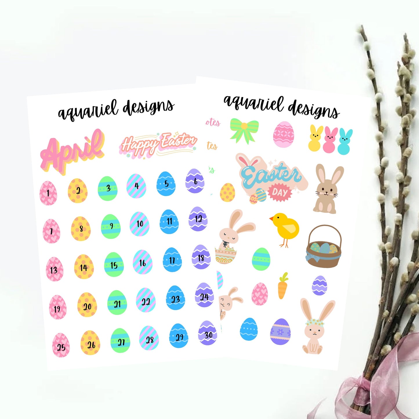 April Monthly Sticker Kit | Easter Themed Stickers | Set of 60 Easter Planner Stickers | Bullet Journal Stickers