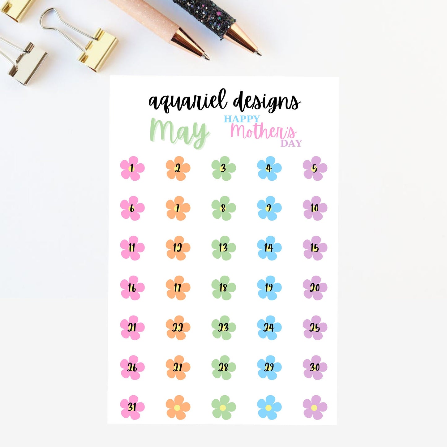 May Monthly Sticker Kit | Spring Themed Stickers | Set of 60+ Spring Planner Stickers | Bullet Journal Stickers