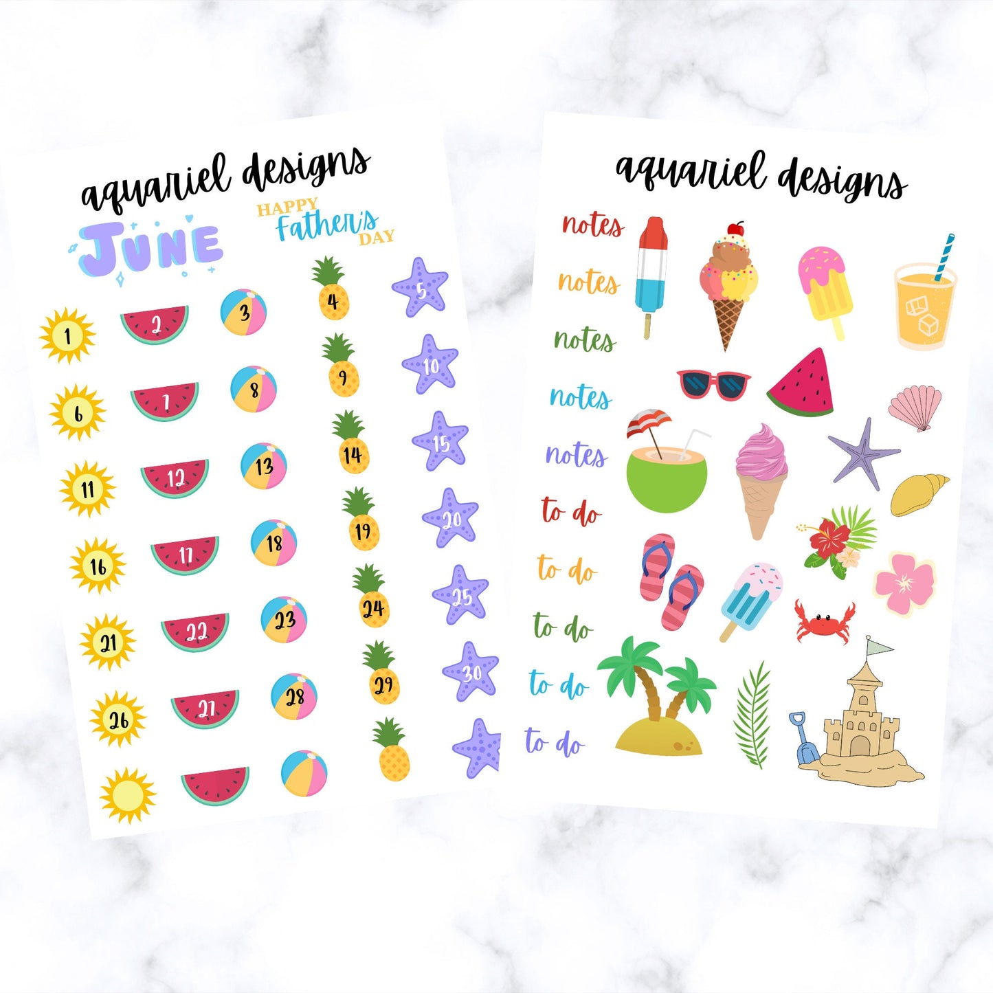 June Monthly Sticker Kit | Summer Themed Stickers | Set of 60+ Summer Planner Stickers | Bullet Journal Stickers