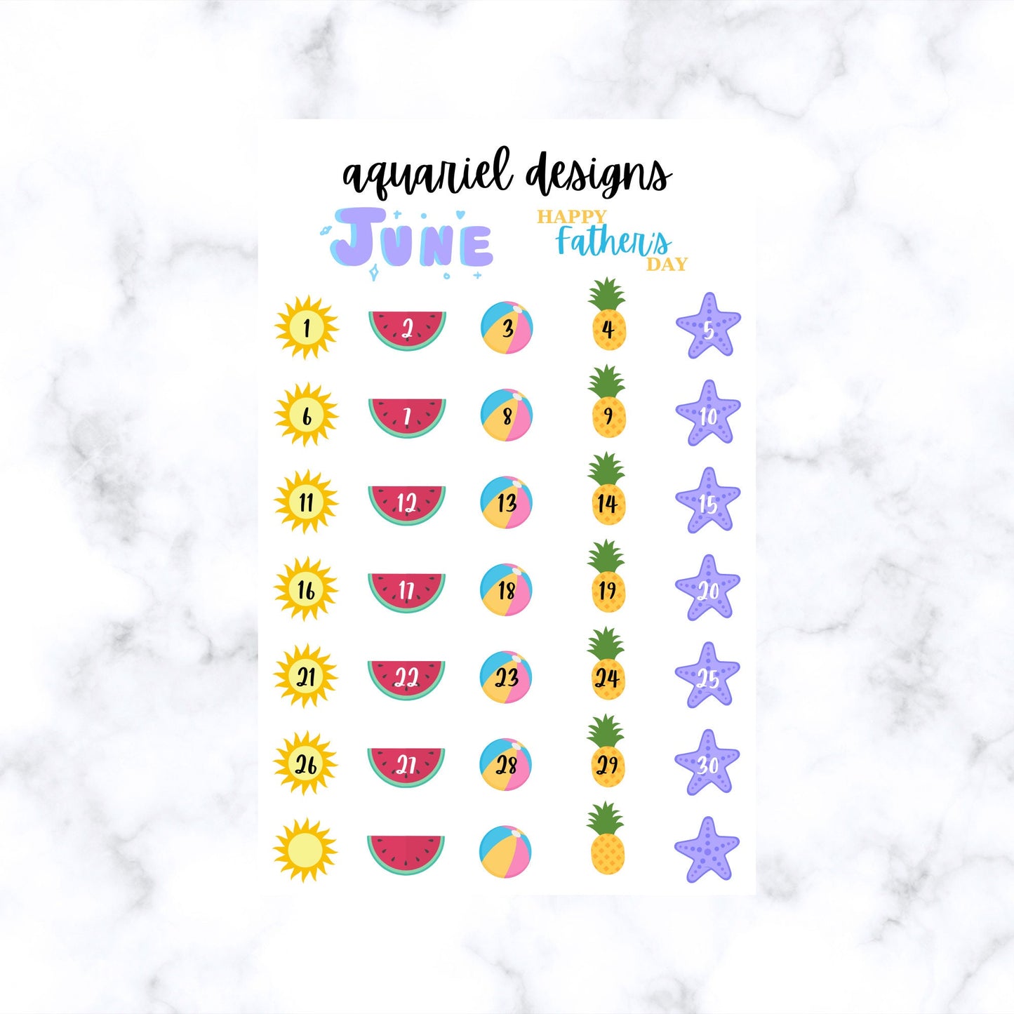 June Monthly Sticker Kit | Summer Themed Stickers | Set of 60+ Summer Planner Stickers | Bullet Journal Stickers