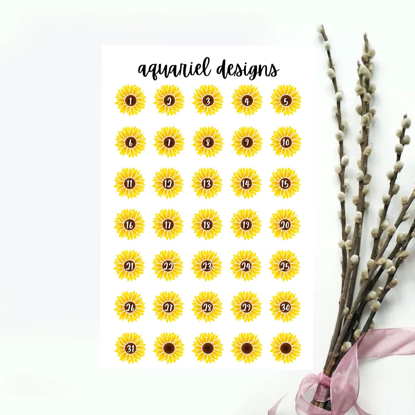 Sunflower Date Covers | Sunflower Date Cover Planner Stickers | Bullet Journal Stickers