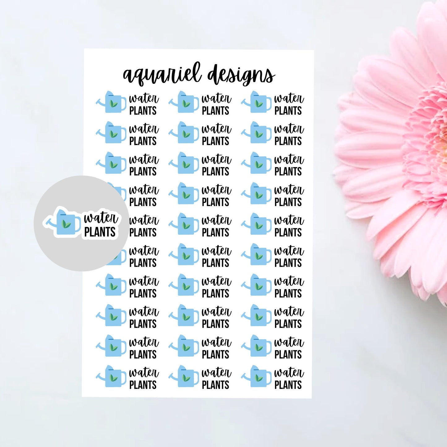 Water Plants Stickers | Set of 30 Water Plants Planner Stickers | Bullet Journal Stickers