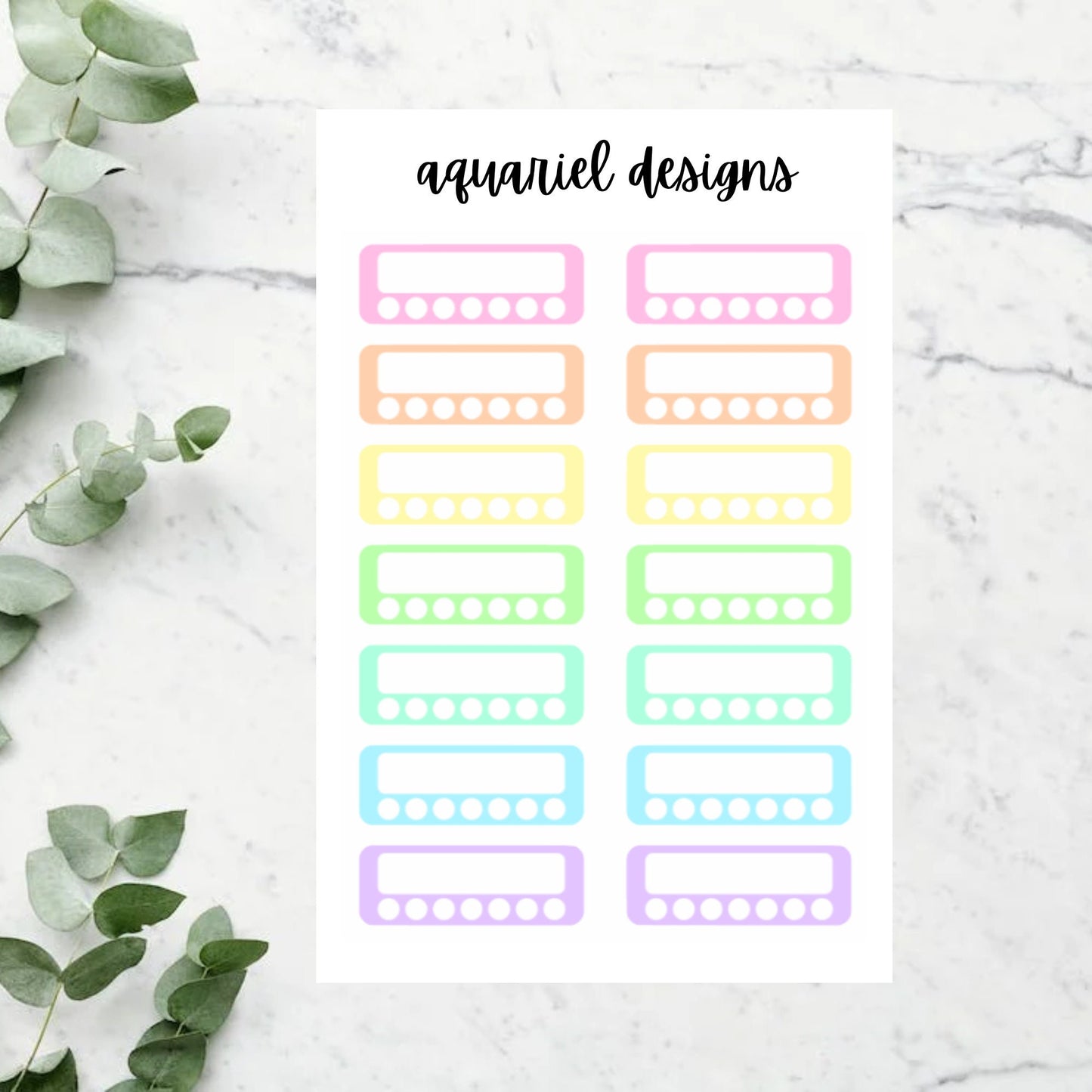 Pastel Rainbow Habit Tracker Stickers | Weekly Habit Tracker Stickers | Planner Stickers | Bullet Journal Stickers